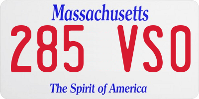 MA license plate 285VS0