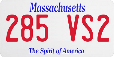 MA license plate 285VS2