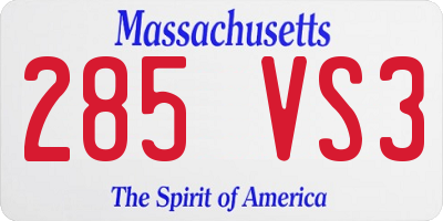 MA license plate 285VS3