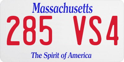 MA license plate 285VS4