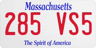 MA license plate 285VS5