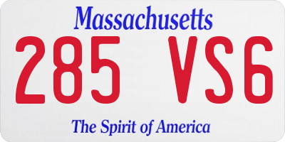 MA license plate 285VS6