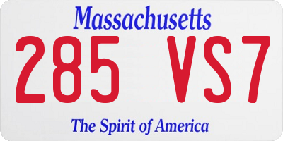MA license plate 285VS7