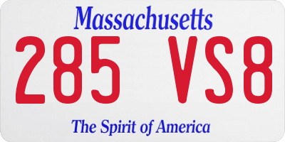MA license plate 285VS8