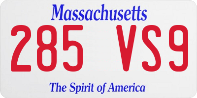 MA license plate 285VS9