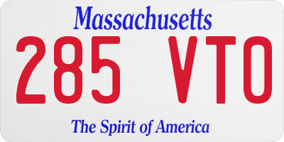 MA license plate 285VT0