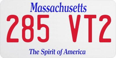 MA license plate 285VT2