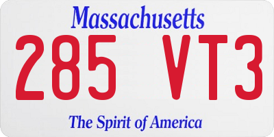 MA license plate 285VT3