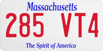 MA license plate 285VT4