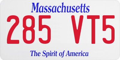 MA license plate 285VT5