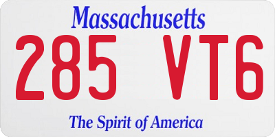 MA license plate 285VT6