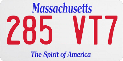 MA license plate 285VT7