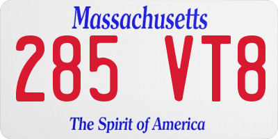 MA license plate 285VT8
