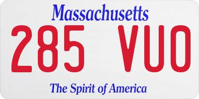 MA license plate 285VU0