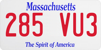 MA license plate 285VU3
