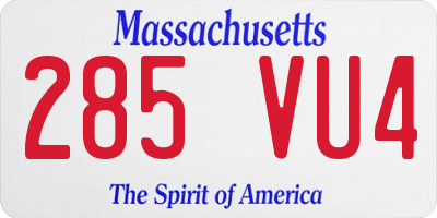 MA license plate 285VU4