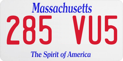 MA license plate 285VU5