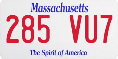 MA license plate 285VU7