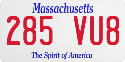 MA license plate 285VU8