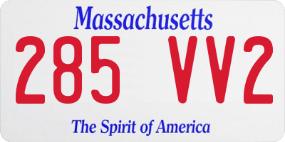 MA license plate 285VV2