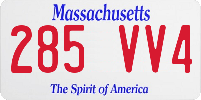 MA license plate 285VV4