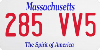 MA license plate 285VV5