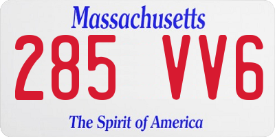MA license plate 285VV6