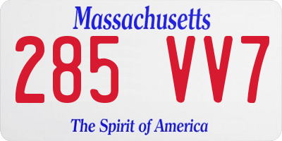 MA license plate 285VV7