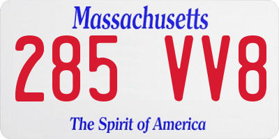 MA license plate 285VV8