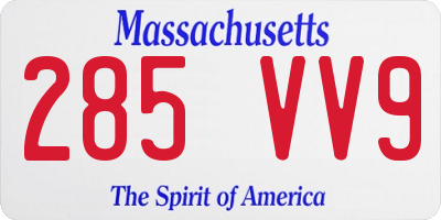 MA license plate 285VV9