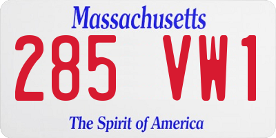 MA license plate 285VW1