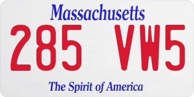 MA license plate 285VW5