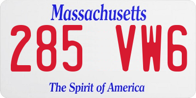 MA license plate 285VW6