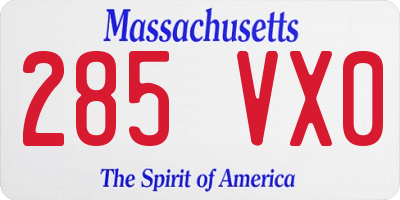 MA license plate 285VX0