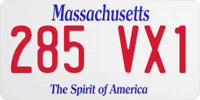 MA license plate 285VX1