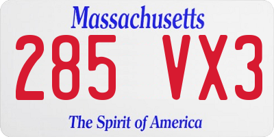 MA license plate 285VX3