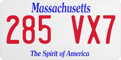 MA license plate 285VX7