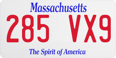 MA license plate 285VX9