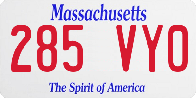 MA license plate 285VY0