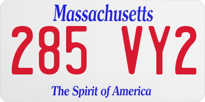 MA license plate 285VY2