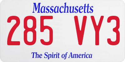 MA license plate 285VY3