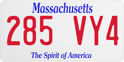 MA license plate 285VY4