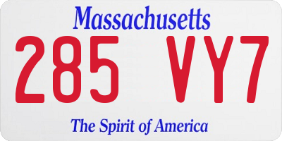 MA license plate 285VY7