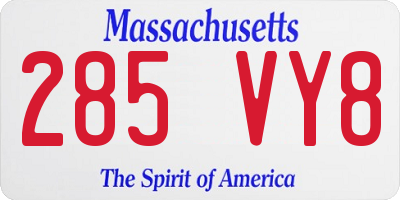 MA license plate 285VY8
