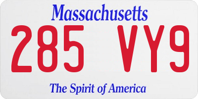MA license plate 285VY9