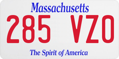 MA license plate 285VZ0