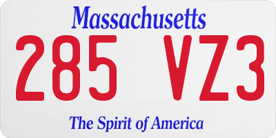 MA license plate 285VZ3