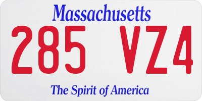 MA license plate 285VZ4