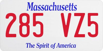 MA license plate 285VZ5