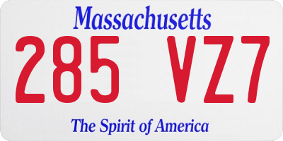 MA license plate 285VZ7